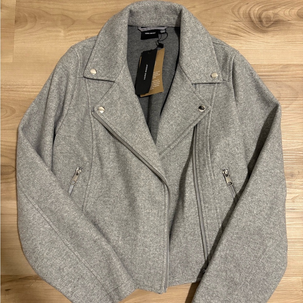 NWT Vero Moda Light Gray Moto Jacket